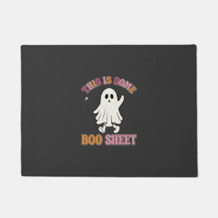 Funny Halloween Ghost Boo Sheet Floral Retro Desig Doormat