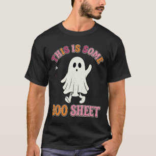Funny Halloween Ghost Boo Sheet Floral Retro Desig T-Shirt