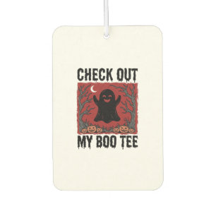 Funny Halloween Ghost Boo Tee Vintage Vector Desig Car Air Freshener