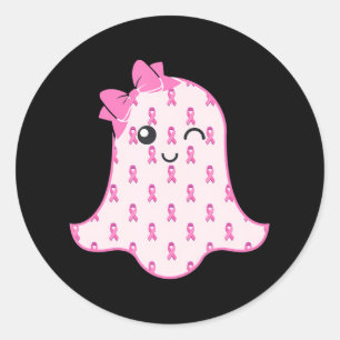 Funny Halloween Ghost breast cancer awareness Classic Round Sticker