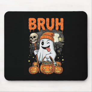 Funny Halloween Ghost Bruh Candy Ghost Costume Men Mouse Pad