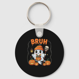 Funny Halloween Ghost Bruh Cute Candy Ghost Costum Key Ring