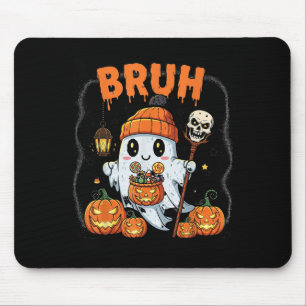 Funny Halloween Ghost Bruh Cute Candy Ghost Costum Mouse Pad