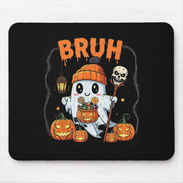 Funny Halloween Ghost Bruh Cute Candy Ghost Costum Mouse Pad (Front)