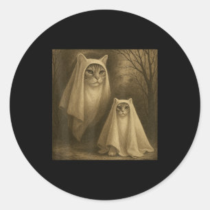Funny Halloween Ghost Cat Meme Witch Vintage Ghost Classic Round Sticker