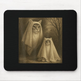 Funny Halloween Ghost Cat Meme Witch Vintage Ghost Mouse Pad