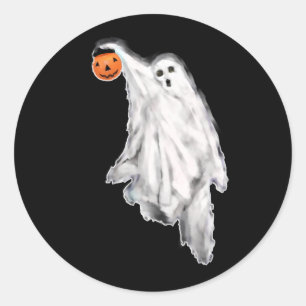 Funny Halloween Ghost Classic Round Sticker