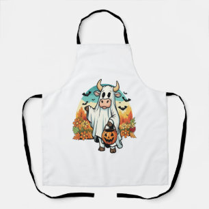 Funny Halloween Ghost Cow Apron