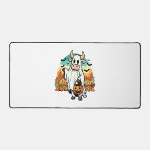 Funny Halloween Ghost Cow Desk Mat