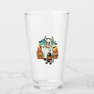 Funny Halloween Ghost Cow Glass