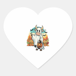 Funny Halloween Ghost Cow Heart Sticker