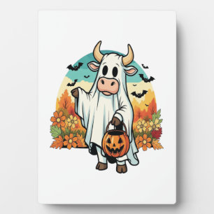 Funny Halloween Ghost Cow Plaque