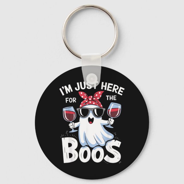 Funny Halloween Ghost Design Im Here for The Boos Key Ring (Front)