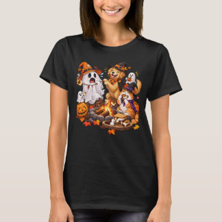 Funny Halloween Ghost Dog Cat Campfire S'more Fun! T-Shirt