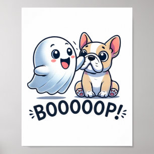 Funny Halloween Ghost French Bulldog Boop Easy Laz Poster