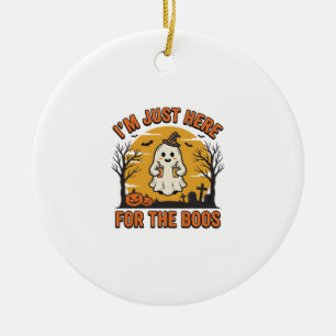 Funny Halloween Ghost Here for the Boos Vintage De Ceramic Ornament