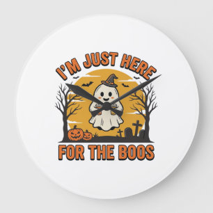 Funny Halloween Ghost Here for the Boos Vintage De Large Clock