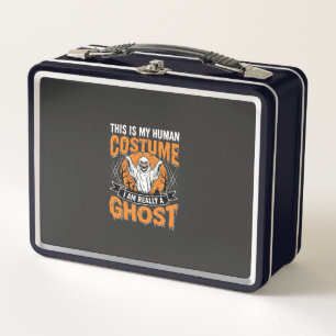 Funny Halloween Ghost Human Costume Vintage Metal Lunch Box