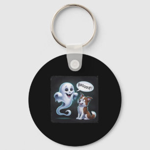 Funny Halloween Ghost Husky Dog Boop Silly Puppy H Key Ring