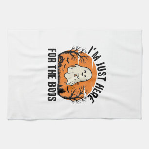 Funny Halloween Ghost Just Here for the Boos Shirt Tea Towel