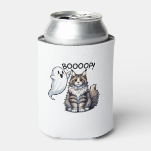 Funny Halloween Ghost Maine Coon Cat Boop Easy Laz Can Cooler