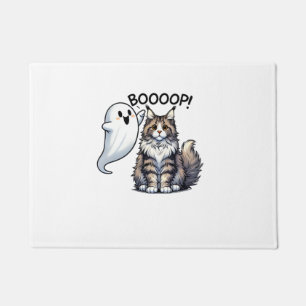Funny Halloween Ghost Maine Coon Cat Boop Easy Laz Doormat