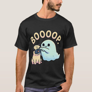 Funny Halloween Ghost Pug Boop Silly Puppy Dog Hum T-Shirt