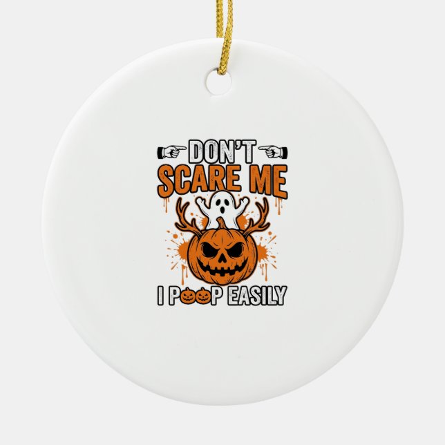 Funny Halloween Ghost Pumpkin Quote Vector Design_ Ceramic Ornament (Front)