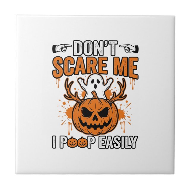 Funny Halloween Ghost Pumpkin Quote Vector Design_ Ceramic Tile (Front)