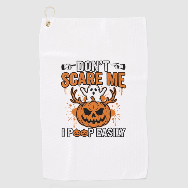 Funny Halloween Ghost Pumpkin Quote Vector Design_ Golf Towel (Front)