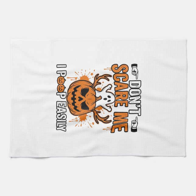 Funny Halloween Ghost Pumpkin Quote Vector Design_ Tea Towel (Horizontal)