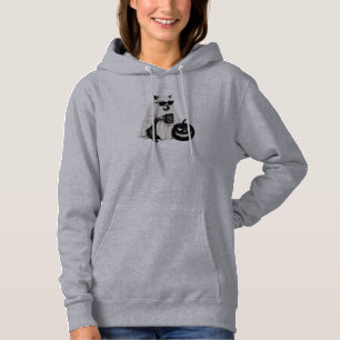 Funny Halloween Ghost Racoon Office Worker Illust Hoodie