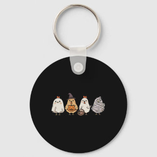 Funny Halloween Ghost Spooky Chickens Ghost Chicke Key Ring