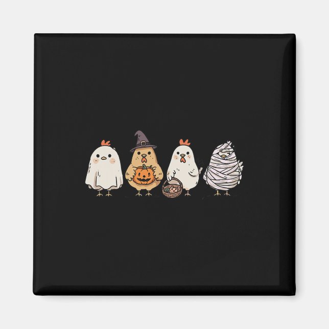 Funny Halloween Ghost Spooky Chickens Ghost Chicke Magnet (Front)