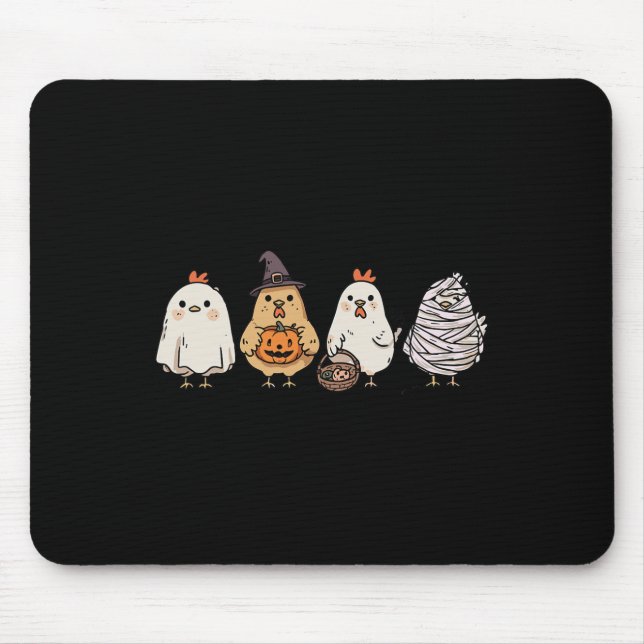 Funny Halloween Ghost Spooky Chickens Ghost Chicke Mouse Pad (Front)