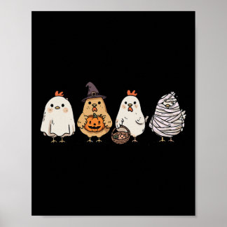 Funny Halloween Ghost Spooky Chickens Ghost Chicke Poster