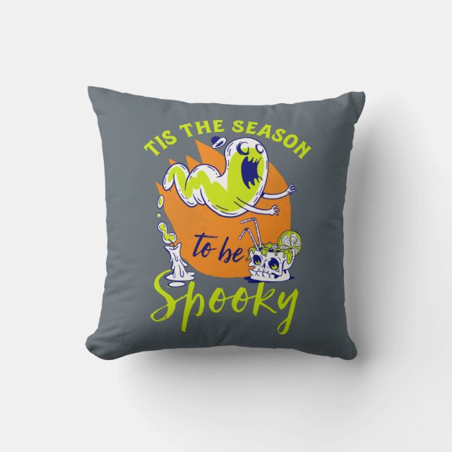 Funny Halloween Ghost Tis The Season To Be Spooky Cushion (Front)