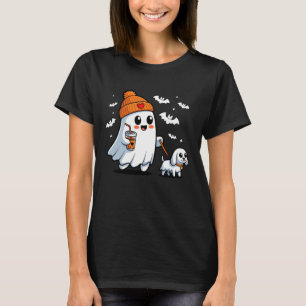 Funny Halloween. Ghost Walking Dog Cute Ghost and  T-Shirt