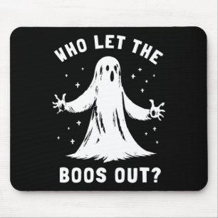 Funny Halloween Ghost Who Let The Boos Out Cute Pu Mouse Pad