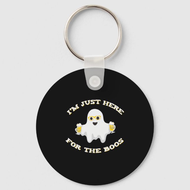 Funny Halloween Ghost with Beer Key Ring (Front)