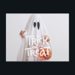 Funny Halloween Ghosting Trick or Treat This Year Postcard<br><div class="desc">Let everyone,  your friends,  family and neighbours know your family is ghosting trick or treat this year but wish them a happy halloween!</div>