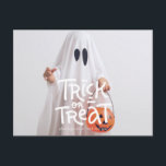 Funny Halloween Ghosting Trick or Treat This Year Postcard<br><div class="desc">Let everyone,  your friends,  family and neighbours know your family is ghosting trick or treat this year but wish them a happy halloween!</div>