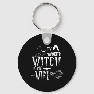 Funny Halloween Gift Idea Husnd Spooky Wife Witch Key Ring