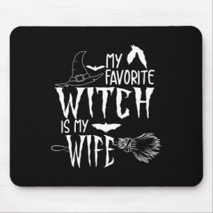 Funny Halloween Gift Idea Husnd Spooky Wife Witch Mouse Pad