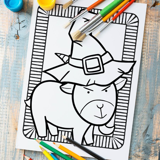 Funny Halloween Goat Colouring Page Poster (Creator Uploaded)