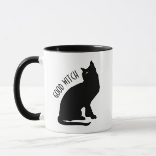 Funny Halloween Good Witch Black Cat Mug
