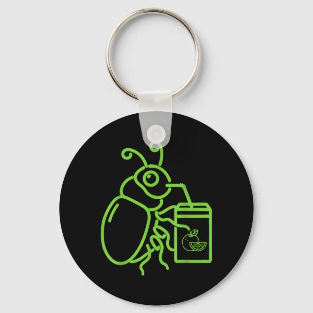 Funny Halloween Graphic Green Halloween Beetle Key Ring (Front)