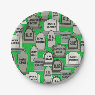 Funny Halloween Gravestones Party Paper Plate