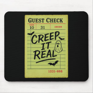 Funny Halloween Guest Check Creep It Real Restuara Mouse Pad