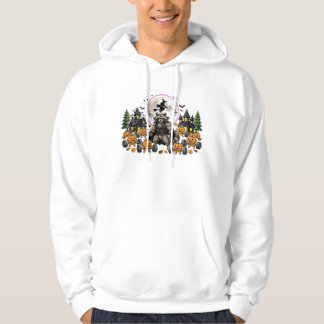 Funny Halloween Gym Racoon Lifting Weights Pumpki Hoodie